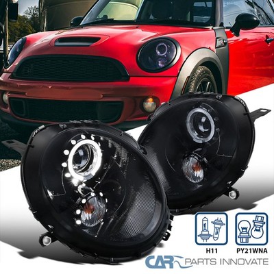 Fit 2007-2013 Mini Cooper S LED Halo Black Smoke Projector
