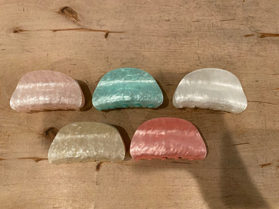 Marble Semi Circle Hair Claw , Sz: 3''x1.75''x1.5'' , 1 pc , Choose your color