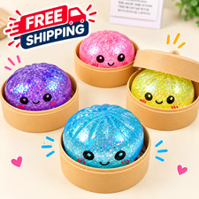 Dumpling Squishy Stress Ball Soft Rebound Squeeze Sensory Fidget Toy with Bamboo