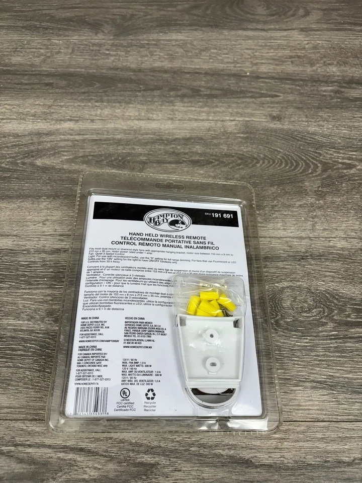 Hampton Bay Ceiling Fan Handheld Wireless Remote Control 191-691 NEW Sealed - Image 3 of 4