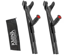 Kmina PRO Folding Carbon Fiber Crutches (Pair) Adjustable-Open Cuff Forearm