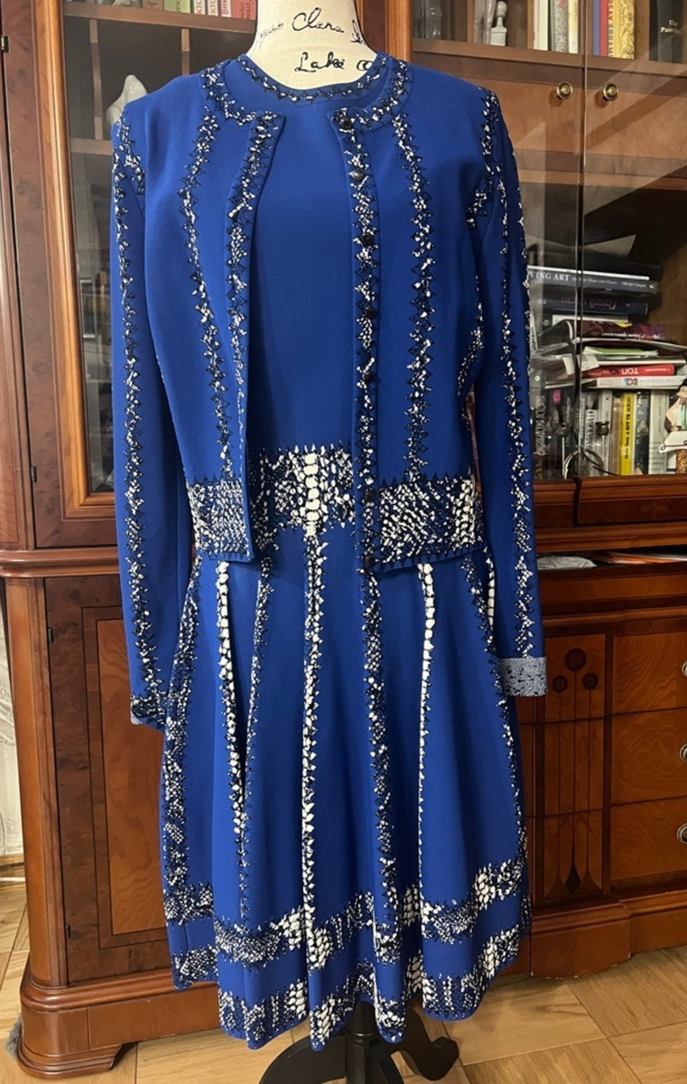 alexander mcqueen dress blue Royal As seen on TV Size L My Actual Bust is:46