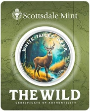 2025 White Tailed Deer Colorized 1 oz silver in Certi-lock TEP