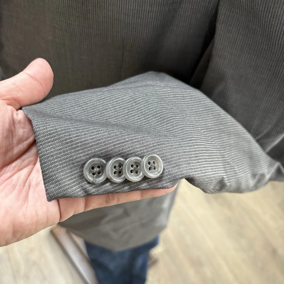 Blazer Abrigo Deportivo Burberry London Para Hombre Talla 44L Rayas 2 Botones Gris Foto 2 de 4