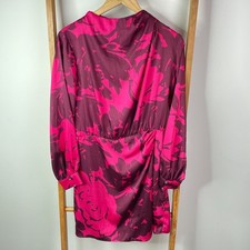 Zara Sheath Mini Dress Womens Medium Pink Floral Long Sleeve Mock Neck Party