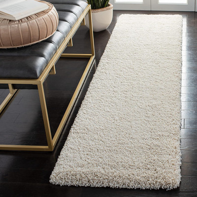 Milan Shag Runner Rug 2' x 16' - Ivory, Plush, Non-Shedding, Easy Clean
