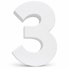 12 Inch Smooth Foam Number 3 Arts Craft DIY Decor White Foam Sign Lettering