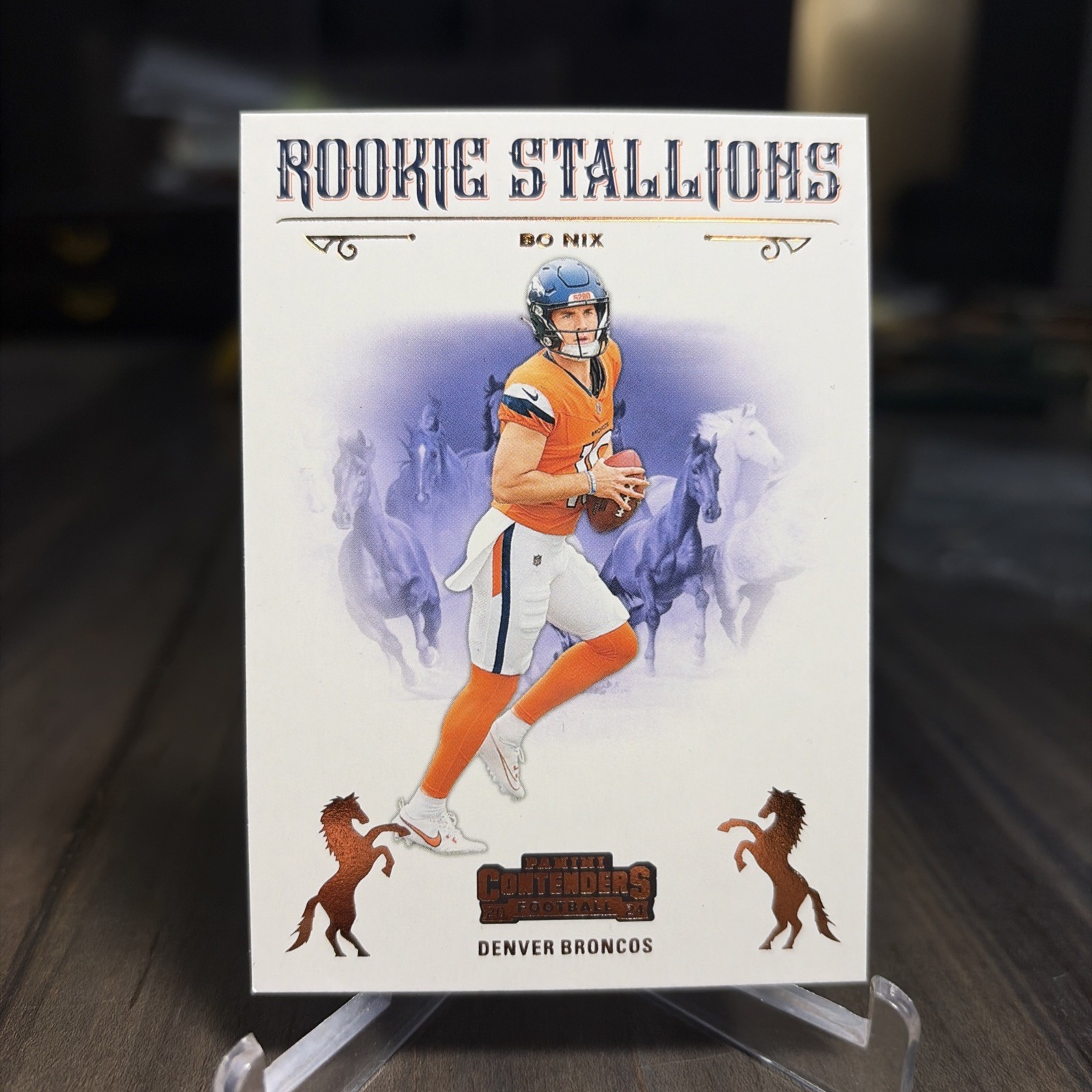 Bo Nix Panini Contenders Rookie Stallions #2 Gold