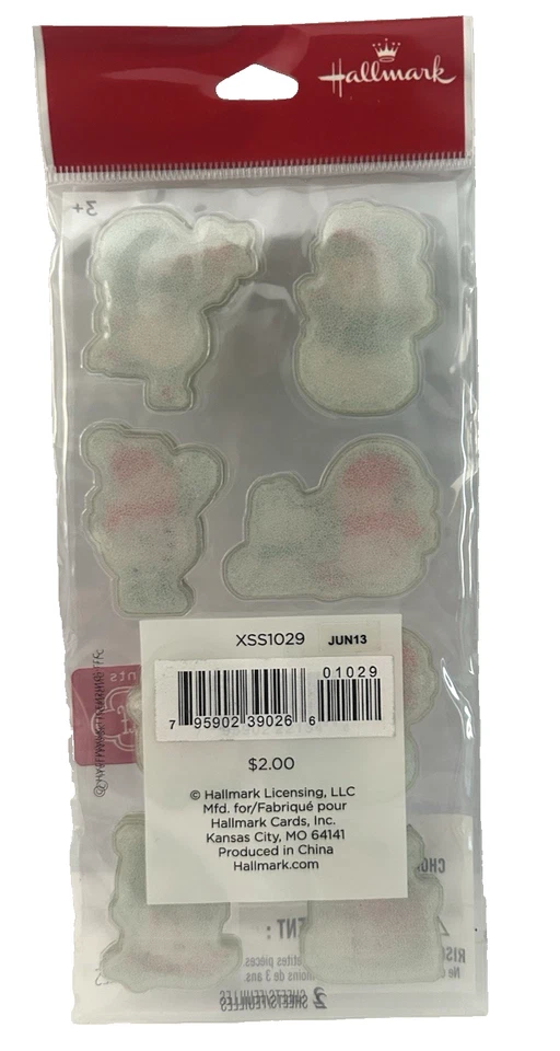 Hallmark Pegatinas Hinchadas Muñeco de Nieve Navidad Dos Hojas Nuevo Antiguo Stock 2013 Sellado Foto 3 de 3