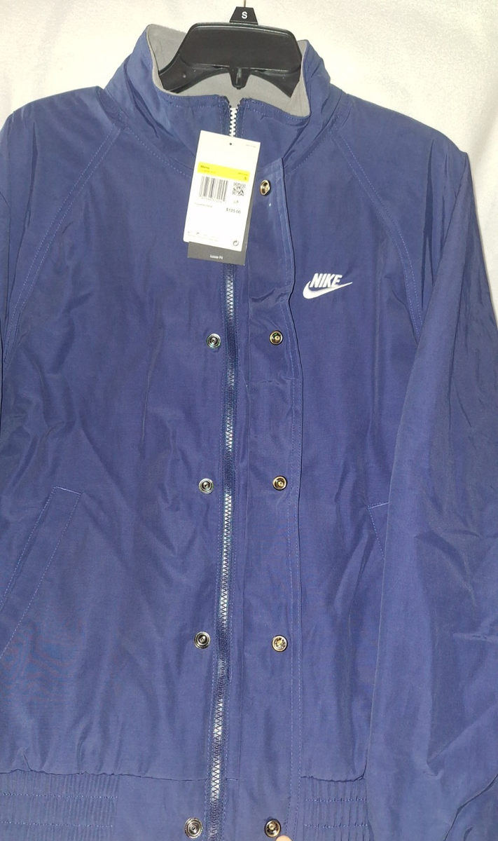 Nike Club Futura Fleece Lined Jacket Mens Small Blue Zip Button