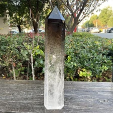 8.3LB 17.3"Natural Smoky Quartz Obelisk Crystal Heal Clear Point Tower Decor