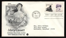 #2181 23c Mary Cassatt, PCS FDC **ANY 5=FREE SHIPPING**