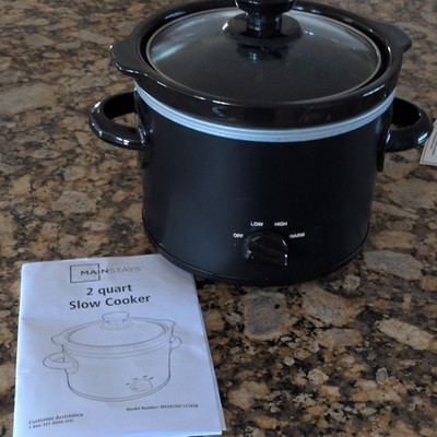 Mainstays 2 Qt Slow Cooker Black 4-Setting Temp Control Stoneware MS54100112165B