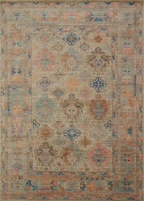 6 x 9 ft Gray Transitional Afghan Hand Knotted Veg dyes Wool Tribal Area Rug