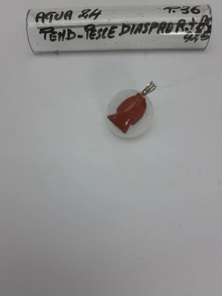 Pendente Pesce, Diaspro Rosso, Argento 925 Cod.24 Agua - Immagine 2 di 4