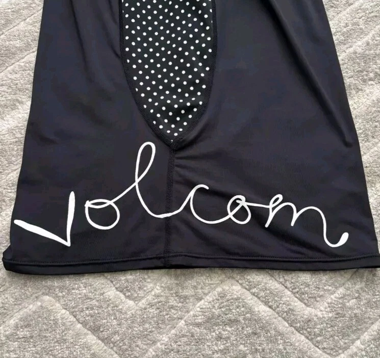 Top de natación surf Volcom UPF negro lunares manga larga para mujer talla S Foto 3 de 4