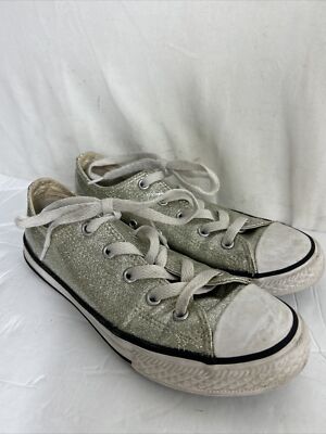 Junior Converse All-Star Chuck Taylor Silver Glitter Low Sneakers