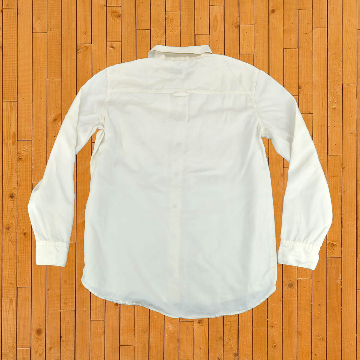 Zara Basic Z1975 Denim Womens S White Long Sleeve Button