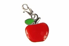 Apple Fruit Charm Zipper Pull Miniblings Metal Enamel Red