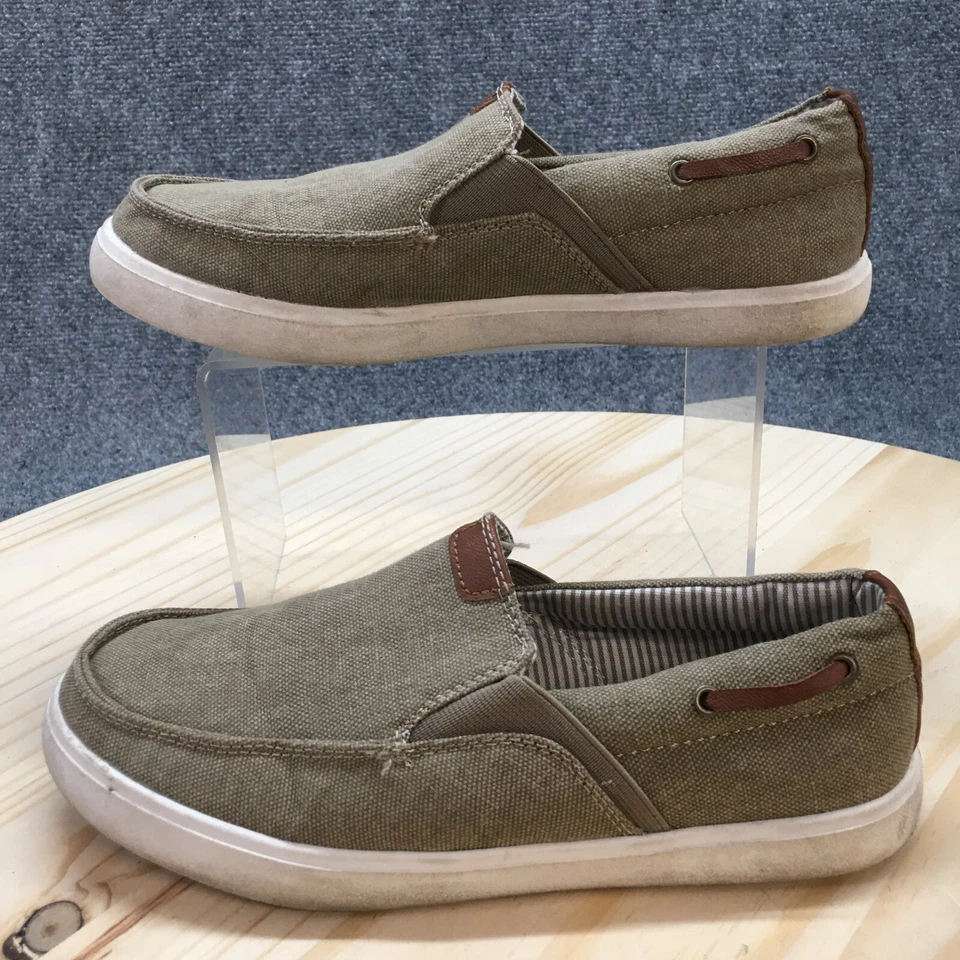 Magellan Shoes Youth 4 Casual Slip On Loafer 162203 Brown Canvas Moc Toe Comfort - Image 2 of 4