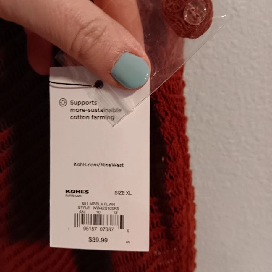 Vestido de crochê novo com etiquetas Nine West até o joelho tamanho XL laranja queimado forrado sem mangas - Imagem 4 de 4