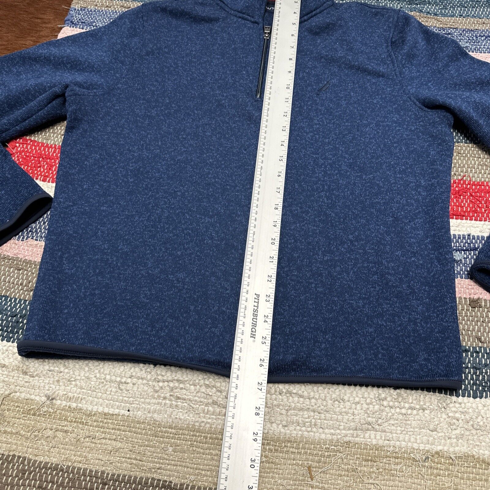 Nautica Sweater Mens Small Blue Quarter Zip Sweat… - image 3