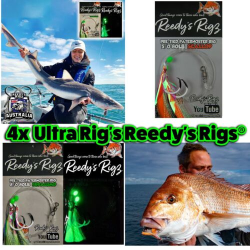Snapper Rigs 4x Reedy's Rigs® Paternoster 6/0 Color mixto UltraBait 80lb  - Imagen 1 de 5
