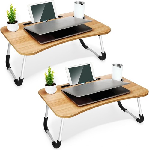 2-Pack Large Folding Lap Desk for Sofa & Bed - Includes Cup Holder & Phone Stand - Picture 2 of 4