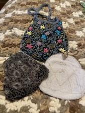  Lot of 3 Vintage Boho Chic Multicolor Beaded Handbags