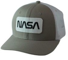 NASA 2 Tone Adjustable Mesh Back Snapback Cap Men's Gray White Trucker Hat