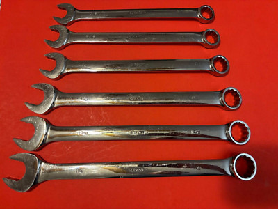 Snap-on Tools USA NEW 6pc BIG SIZES SAE Flank Drive Plus Combo Wrench Set