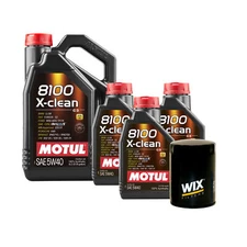 8L Motul 8100 X-CLEAN 5W40 Wix Filter Motor Oil Change Kit API SN