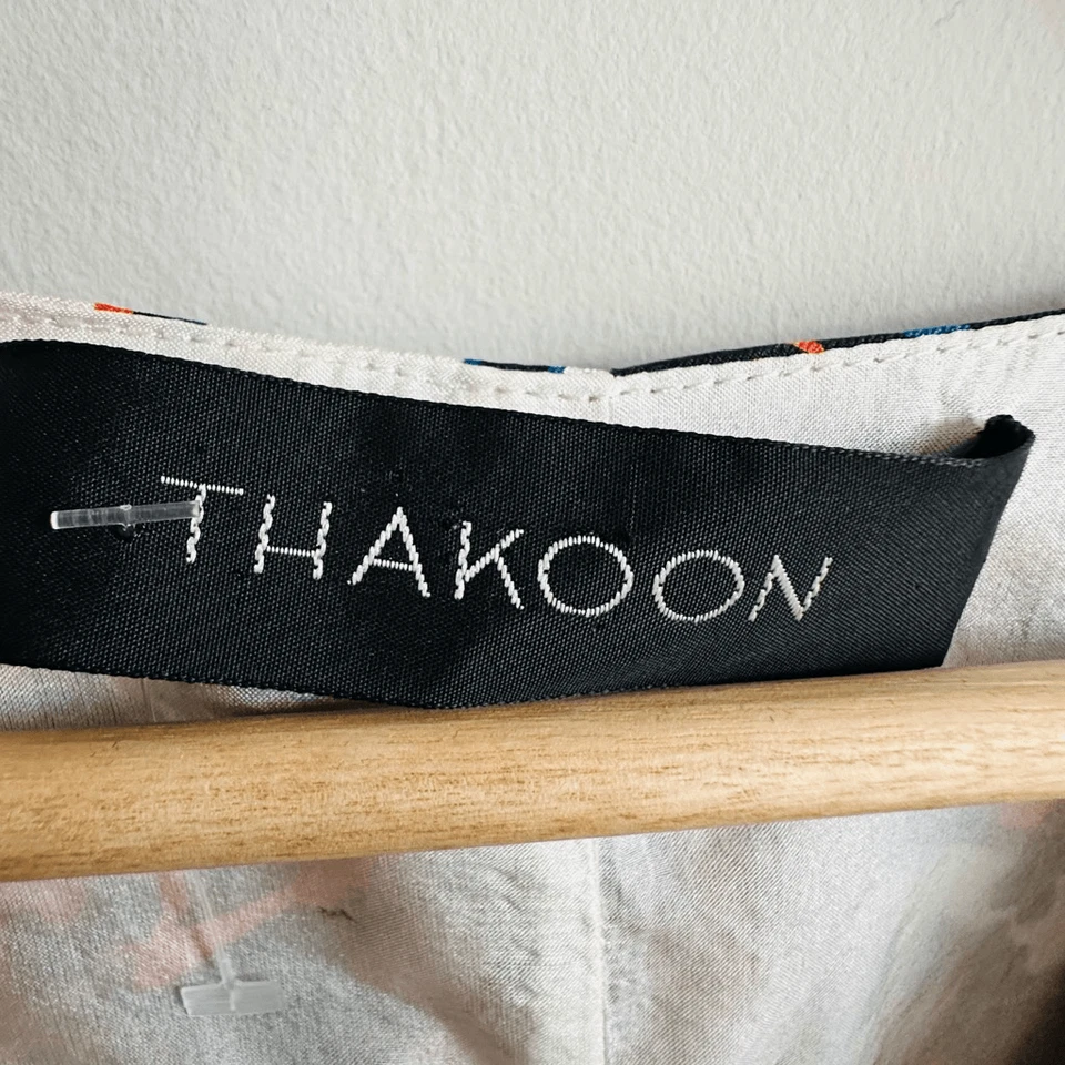 Vestido recto Thakoon Resort 2015 seda manga corta estampado rojo azul marino raro $1370 Foto 3 de 4