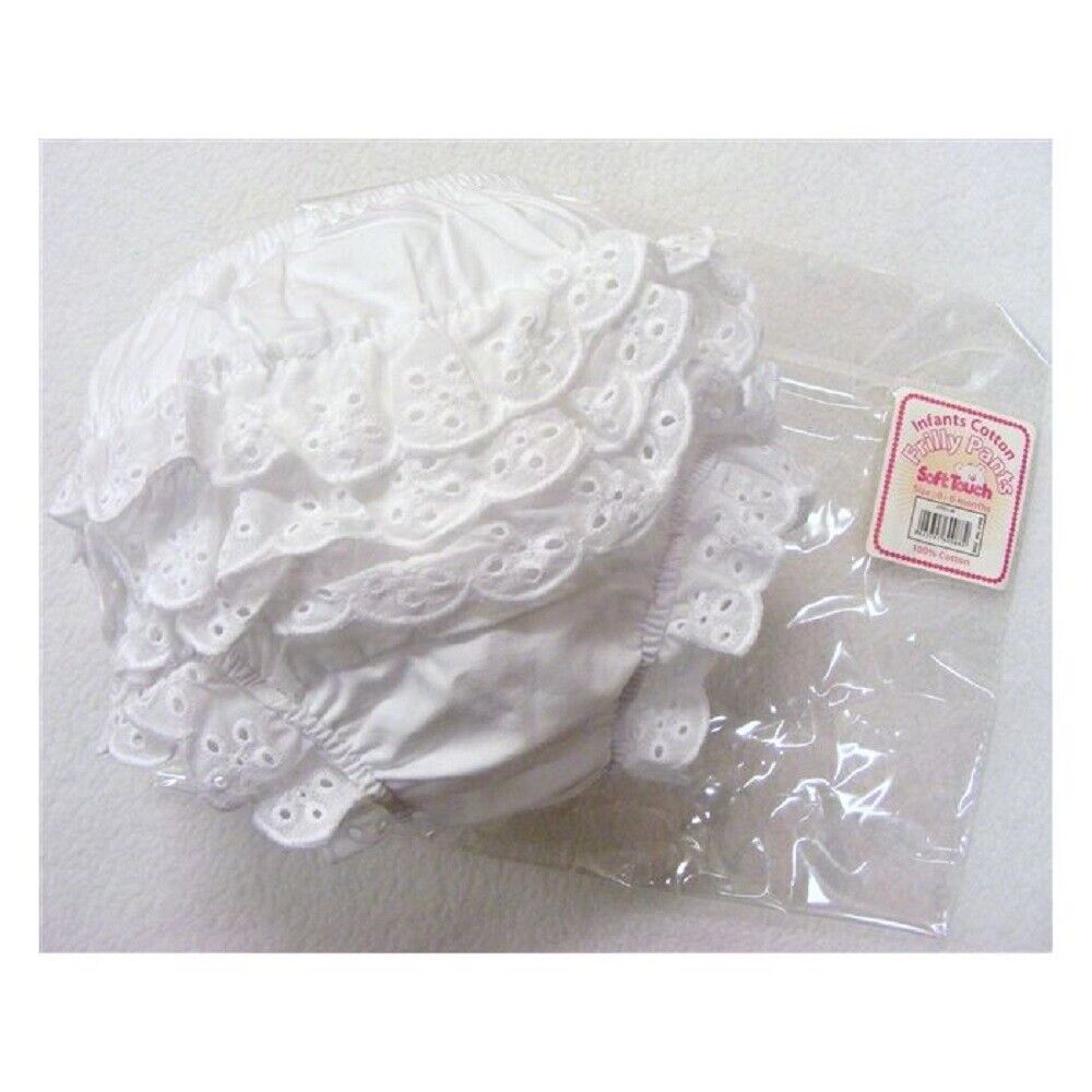 Baby Girls Frilly Bloomers Cotton Nappy Cover Knickers Pants Romany Lace Bow NEW