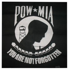 22"x22" Black PowMIA Pow Mia Pow-Mia Prisoner Forgotten Military Bandanna