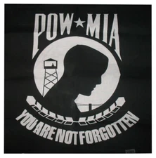 22"x22" Black PowMIA Pow Mia Pow-Mia Prisoner Forgotten Military Bandanna 