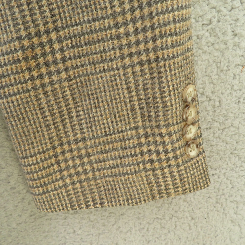 Abrigo Chaqueta Deportiva Orvis Blazer Para Hombre 40L Marrón Azul Pata de Gallo Lana Foto 4 de 4