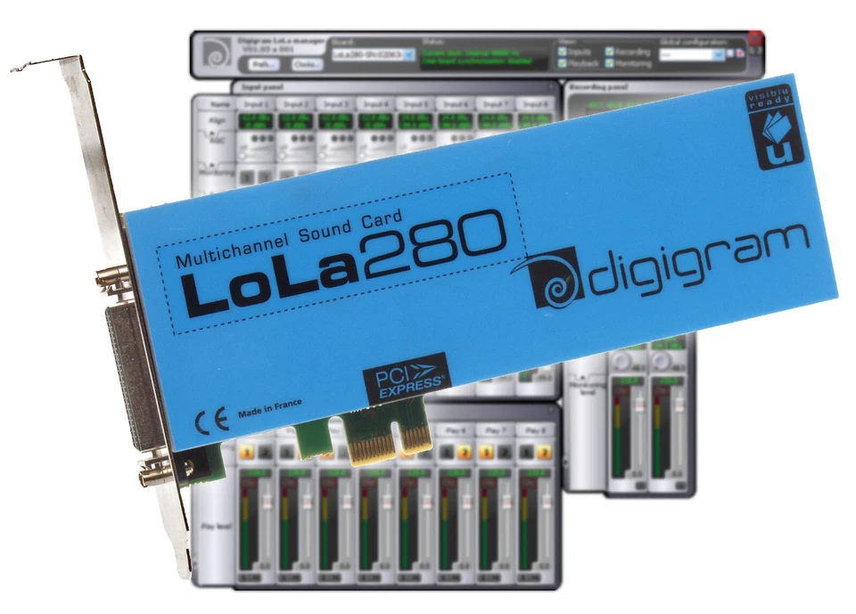 Digigram LoLa280 Logging Skimmer 8 Kanal HD Audio Aufnahme PCIe x1 Karte
