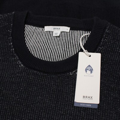 Brax NWT Rick Crew Neck Pullover Sweater Size Medium in Navy Blue Wool Blend