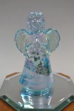 FENTON ANGEL Aquamarine Irid WINTER WONDERLAND 5034ZT MIB FREEusaSHIP