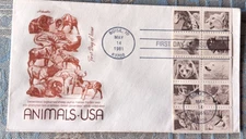 AMERICAN WILDLIFE 1981 BOOKLET 10 STAMP DEER BEAR BISON RAM PUMA ARTMASTER FDC