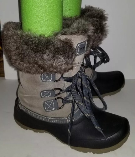 Khombu Gris Goma Gamuza Imitación Piel Con Cordones Botas De Invierno Nieve  Pato. 9 | eBay