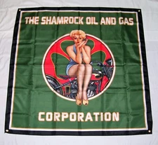 THE SHAMROCK OIL AND GAS CORPORATION 3'X5' FLAG BANNER GULF ESSO MOBIL SHELL