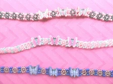 Butterfly fimo clay bead chokers- SET OF 3 