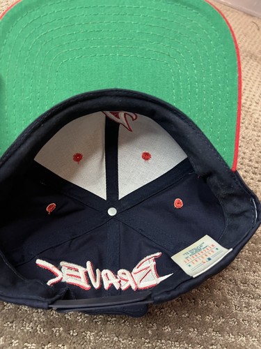 Cappello Berretto VINTAGE Atlanta Braves Snap Back Blockhead Raro Più Loghi Anni 90 RARO - Foto 12 di 15