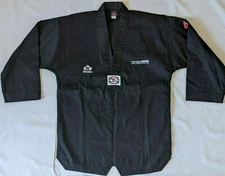 Healthlon Taekwondo Martial Arts Jacket Black Personalized Logo Size 5.9"/180lb