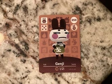 GENJI 253 Animal Crossing Amiibo Authentic Nintendo Mint Card From Series 3