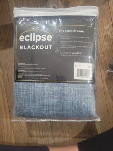 ECLIPSE Blackout Curtain Rowland Blue 52" x 108" Thermal Insulated - Picture 2 of 2