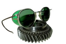 Antique CESCO Green Goggles Sunglasses Vtg Old Safety Glasses Spectacles