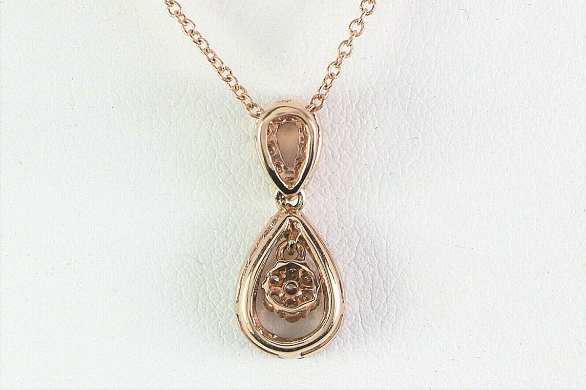 $1,600 14K Rose Gold 0.33ct Round Diamond Halo Pendant 18